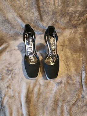 GIANNI Bini Anniversary Platform Black Suede Square-Toe Ankle-Strap Heels